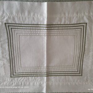 DEA ONE BOUDOIR SHAM -MILANO WHITE RIC RASO FABRIC 300TC GREEN EMBROIDERY 16X20